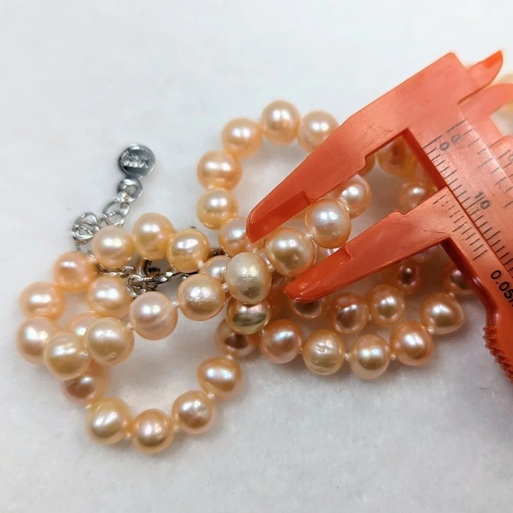 REAL 6-7mm Peach Pearl Necklace - Picture 9 of 10